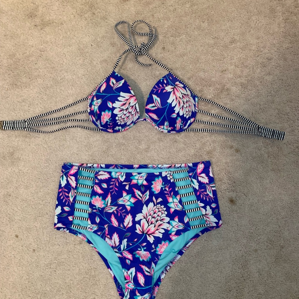 Floral High Waisted Bikini